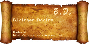 Biringer Dorina névjegykártya